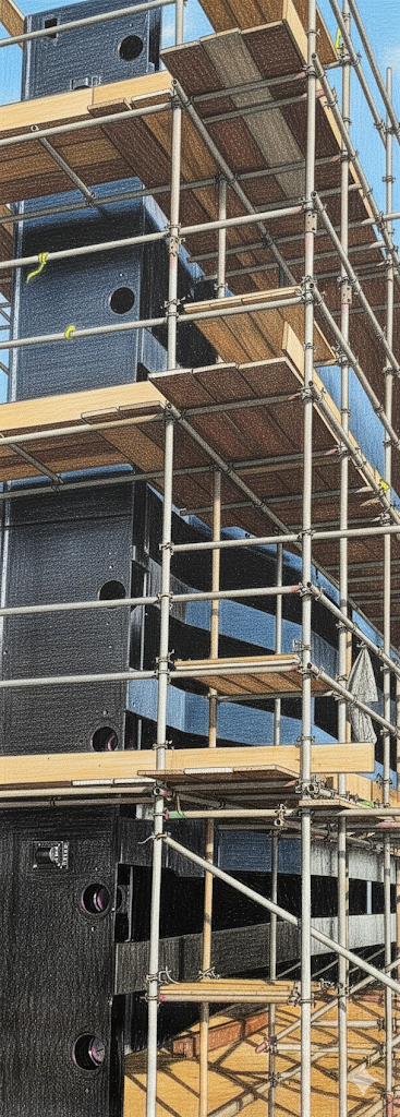 Acompanhamento de obra industrial com estrutura de andaimes (2)